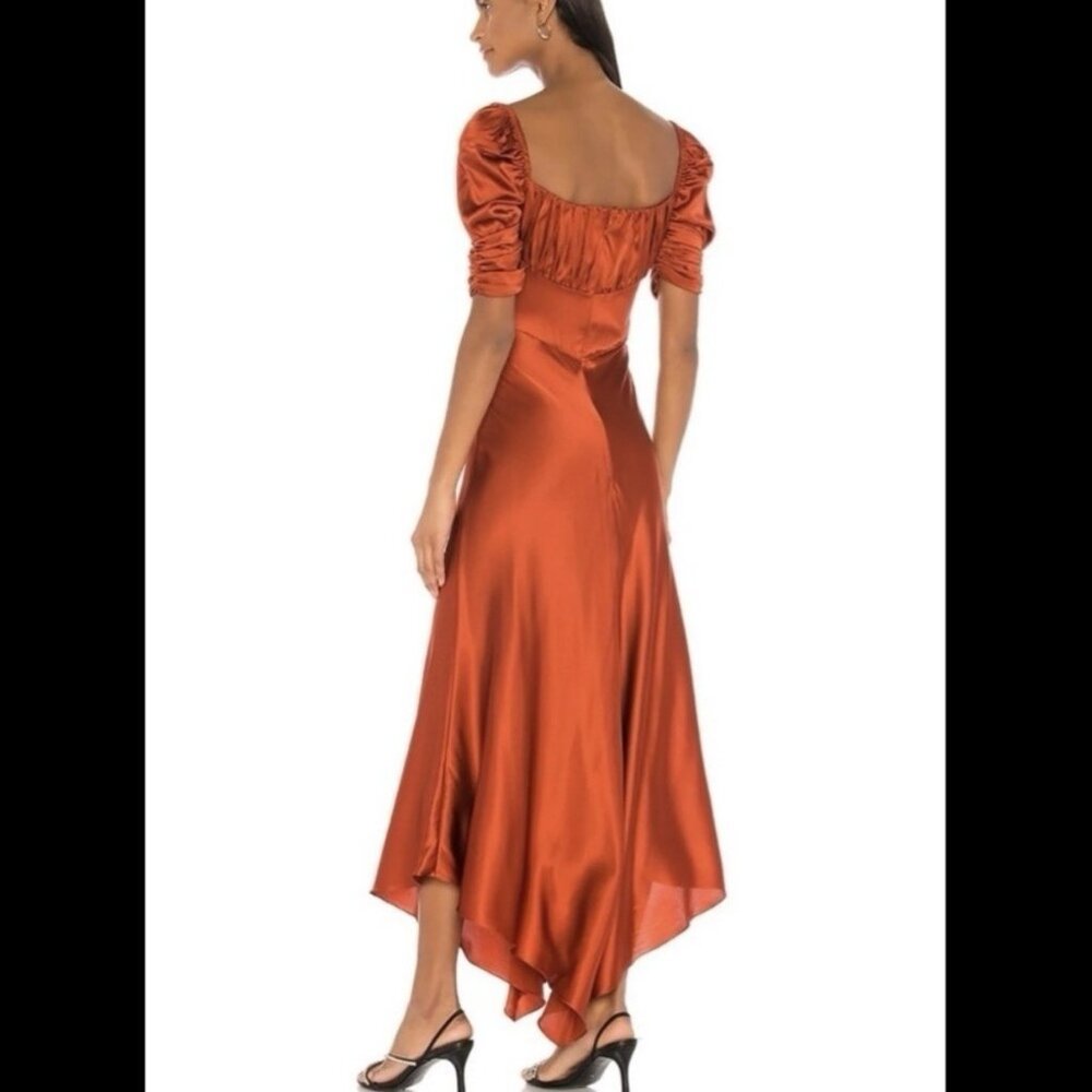 Alexis Noerene Ruched Stretch-Silk Maxi Dress Auburn Size M - Picture 12 of 12